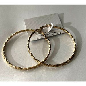 Beho Large Texture Gold Hoops -- 2"